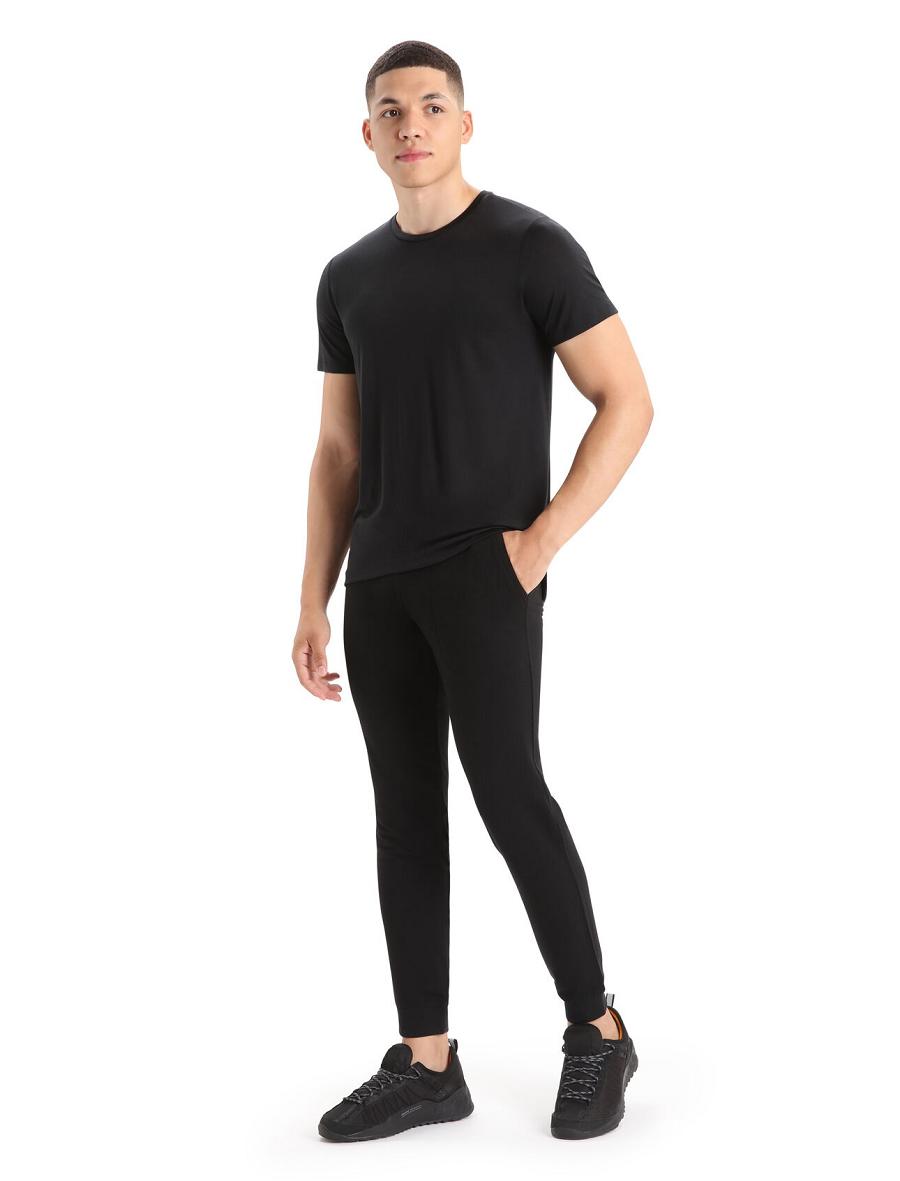 Men's Icebreaker Merino Sphere II Short Sleeve T Shirts Black | CA 1792XYUF